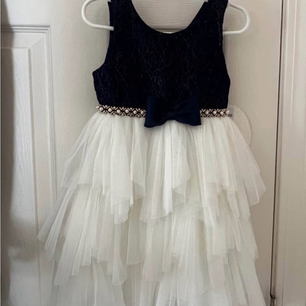 Elegant Navy and White Kids Dress